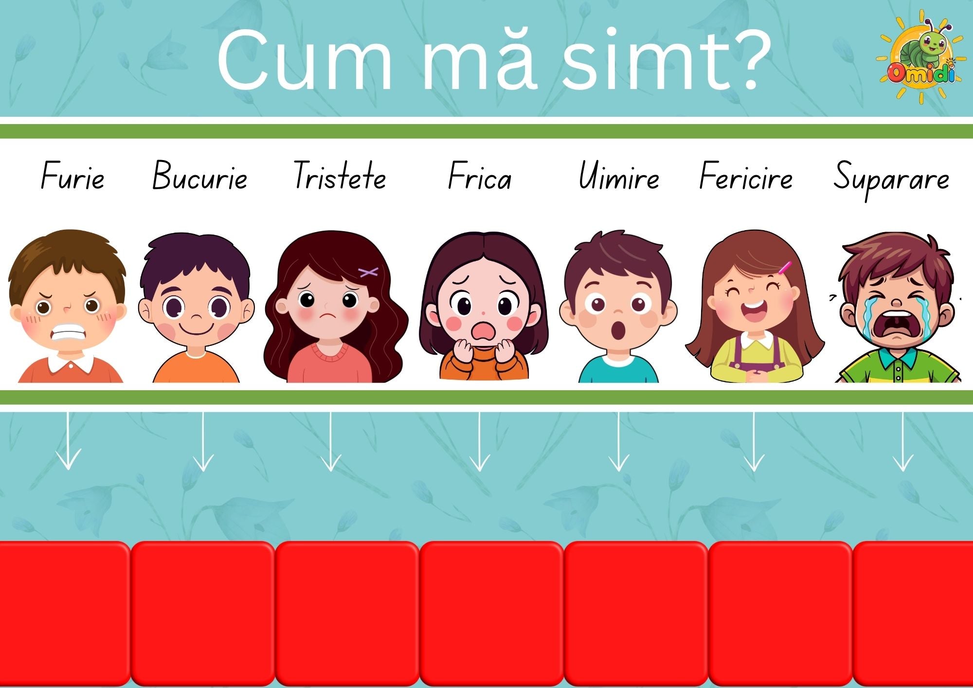 Plansa didactica, tematica emotii
